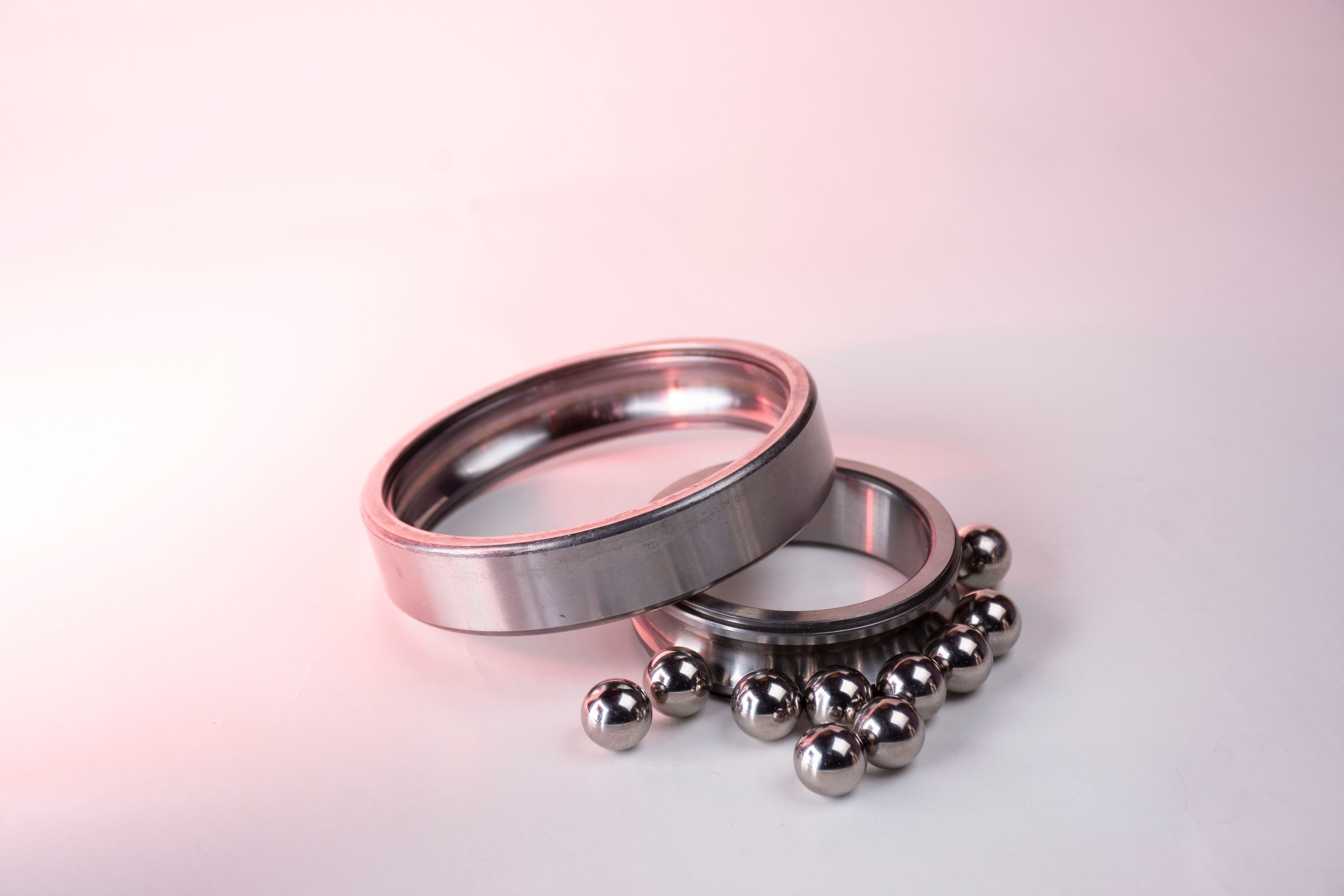 Bearing rings and steel balls close-up